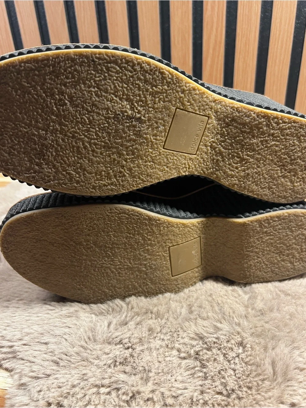 Dolce Vita Brenan Black Leather Platform Wedge Loafer size 10